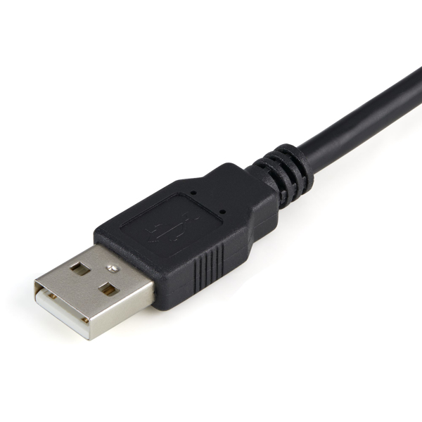 StarTech.com 1 Port FTDI USB to Serial RS232 Adapter Cable with COM Retention - DB-9 - USB 2.0 A - 0.2 m - Black - ICUSB2321F