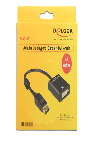 Delock DisplayPort-adapter - DisplayPort (hane) till DVI-I (hona) - 62599