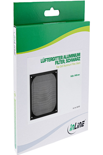 InLine Fan grid aluminum filter - black - 140x140mm - 33372S
