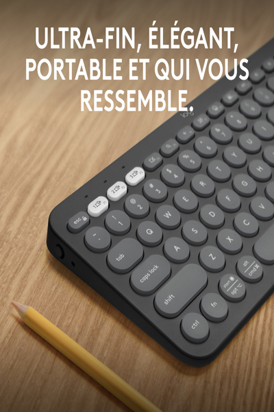 Logitech Pebble Keys 2 K380s - Mini - Wireless - RF Wireless + Bluetooth - Scissor key switch - AZERTY - Graphite - 920-011803