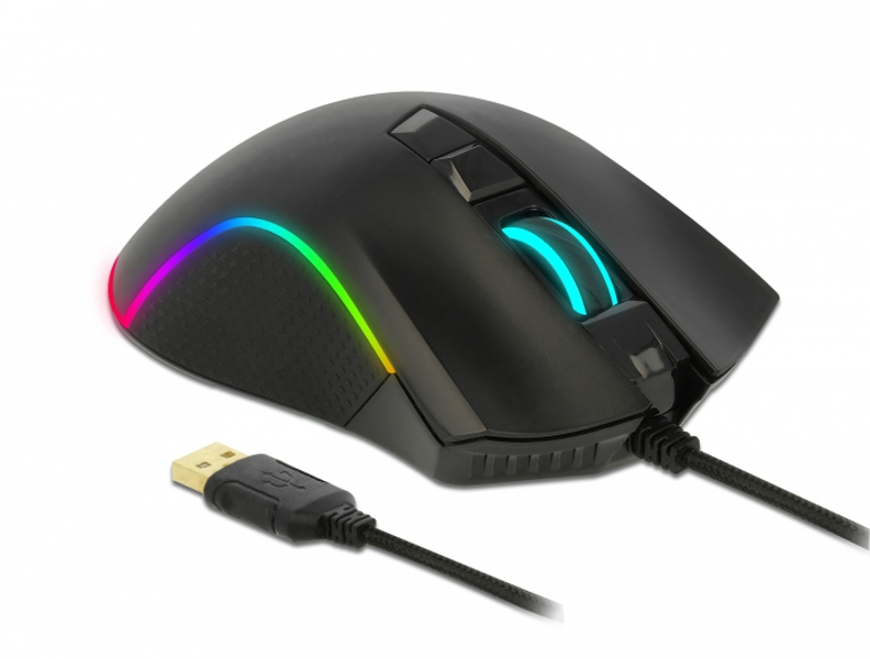 Delock 12670 - Right-hand - Optical - USB Type-A - 10000 DPI - Black - 12670