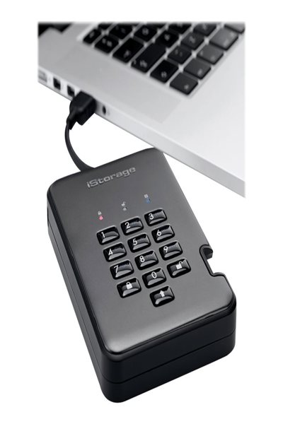 iStorage diskAshur PRO2 256-bit 4TB USB 3.2 FIPS Level 3 certified - secure encrypted solid-state drive IS-DAP2-256-SSD-4000-C-X - 4 TB - USB Type-A - 3.2 Gen 1 (3.1 Gen 1) - 361 MB/s - 5 Gbit/s - Grey - ISDAP2256SSD4000CX