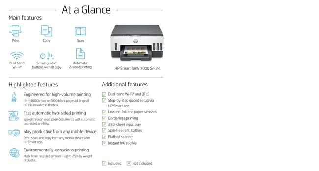 HP Printer Smart Tank 7006 All-in-One - Inkjet - Colored - 28B55A#BHC