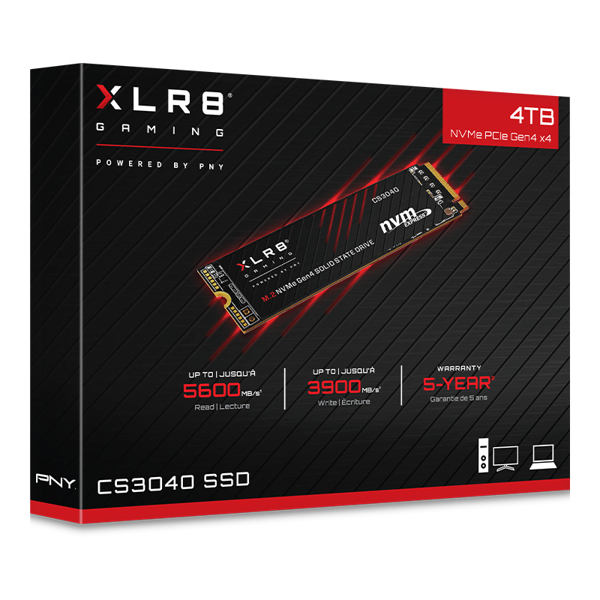 PNY XLR8 CS3040 - SSD - 4 TB - internal - M.2 2280 NVMe - M280CS3040-4TB-RB