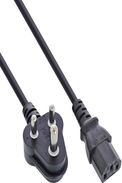 Câbles InLine Type D 5 A vers connecteur IEC, 1,8 m, 35 pièces, en vrac, Afrique du Sud