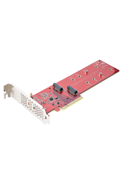 StarTech.com Dubbelt M.2 PCIe SSD-adapterkort, x8/x16 Dubbel NVMe eller AHCI M.2 SSD till PCI Express 4.0, Upp till 7,8 GBps/enhet, För 2242/2260/2280/22110 mm PCIe M-Key M2 SSD-diskar, Bifurcation krävs - DUAL-M2-PCIE-CARD-B