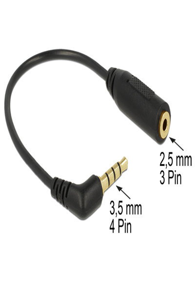 Delock Headphones adapter - stereo micro jack female to 4-pole mini jack male angled - 65673