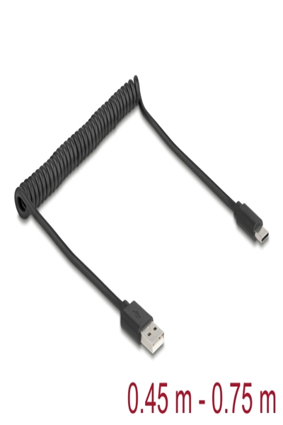 Delock USB 2.0 Spiralkabel Typ-A Stecker zu Type-C - Cable - Digital - 90368