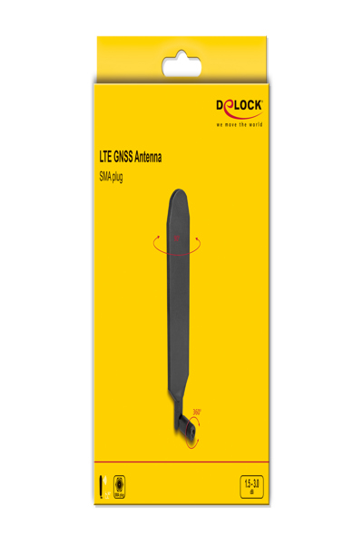 Delock Antenn - SMA-kontakt, med lutningsled, LTE GNSS, roterbar - 90103