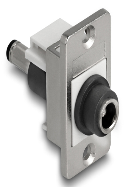Delock Panel Mount DC 5.5 x 2.1mm Buchse zu 5.5 2.5mm Stecker silber weiss - 90885