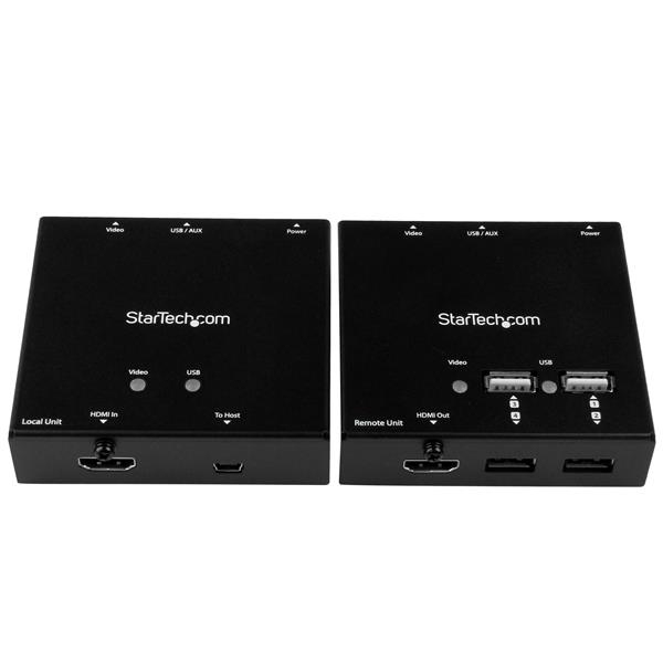 StarTech HDMI over CAT6 extender with 4-port USB hub - 165 ft (50m) - 1080p - AV transmitter & receiver - 50 m - Wired - Black - ST121USBHD