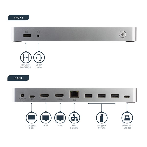 StarTech Dual Monitor USB-C Docking Station Windows - MST30C2HHPDU
