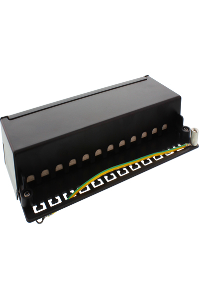 Panneau de brassage en ligne Cat.6A, montage table/mur, 12 ports, noir RAL9005