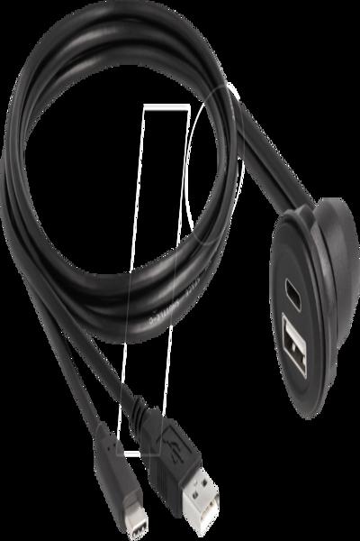 Câble USB Delock - USB, USB-C 24 broches (M) vers USB, USB-C 24 broches (F) coudé