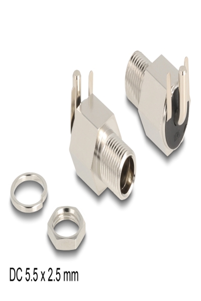 Delock Power connector - DC jack 5.5 mm x 12 mm (ID: 2.5 mm) (F) bulkhead - 90182