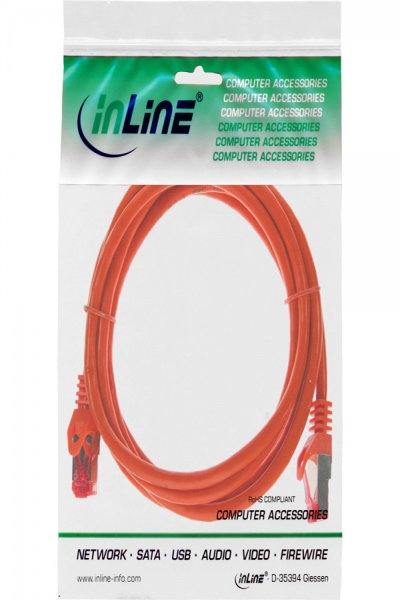 Câble de raccordement en ligne S/FTP PiMF Cat.6 250 MHz PVC cuivre orange 25 m
