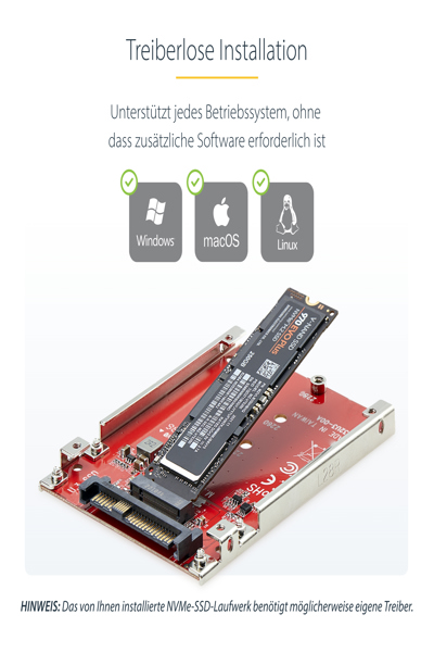 StarTech.com M.2 to U.3 Adapter, For M.2 NVMe SSDs, PCIe M.2 Drive to 2.5inch U.3 (SFF-TA-1001) Host Adapter/Converter, TAA Compliant - 1M25-U3-M2-ADAPTER