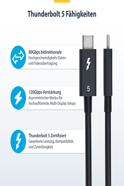 StarTech.com 3,8 m Thunderbolt 5-kabel 80 Gbps - TBLT5MM50CM240W