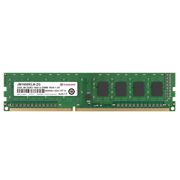 Transcend JetRAM Memory 2 GB - DIMM 240-PIN - JM1600KLN-2G
