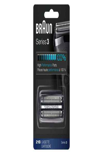 Braun Series 3 21B Electric Shaver Head Replacement Cassette Ã¢â‚¬â€œ Black - Black - Plastic - Metal - Germany - geschikt voor de scheerapparaten 300s - 301s - 310s - 22 mm - 80 mm - 163626