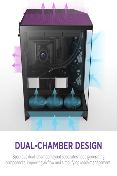 NZXT H9 Flow midi-tower PC svart - CM-H92FB-01