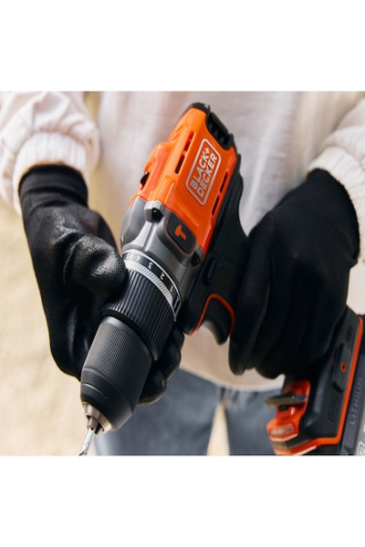 Black & Decker BCD383D1XC-QW, Pistol grip drill, Orange, 1.3 cm, Battery, 2 Ah, 18 V - BCD383D1XC-QW