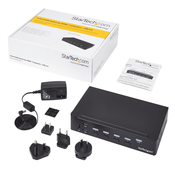 StarTech 4 Port HDMI KVM Switch w/USB 3.0 Hub 1080p - SV431HDU3A2