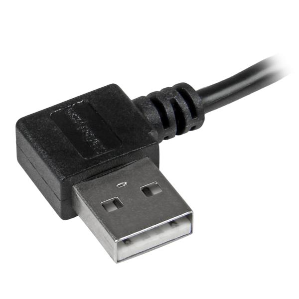 StarTech Micro-USB Cable with Right-Angled Connectors - M/M - 2m (6ft) - 2 m - USB A - Micro-USB B - USB 2.0 - Male/Male - Black - USB2AUB2RA2M