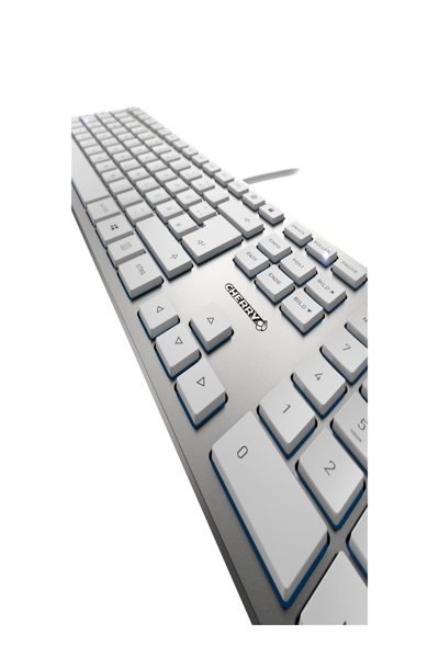 Cherry KC 6000 Slim - Full-size (100%) - Wired - USB - Mechanical - AZERTY - Silver - White - JK-1600BE-1