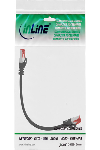 Câble de raccordement en ligne S/FTP PiMF Cat.6 250 MHz PVC cuivre noir 0,3 m