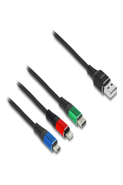 Delock Power cable - USB (power only) (M) to USB-C (power only), 4 pin Micro-USB Type B (power only), Apple Lightning (power only) (M) - 90156