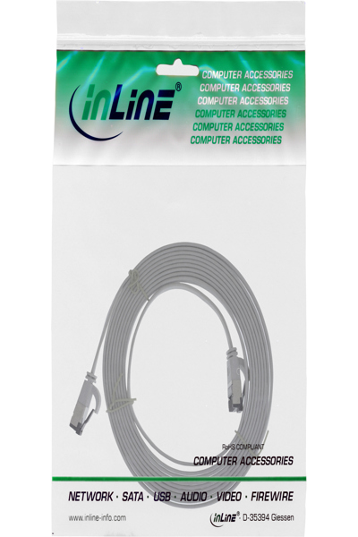 Câble patch plat InLine - U/FTP - Cat.8.1 - TPE sans halogène - gris - 1,5 m