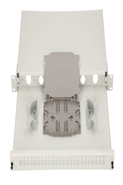Extralink Patch Panel 24 Core V2 24-port, white, Patch panel, White, Metal, 1U, 48.3 cm (19"), 52 mm