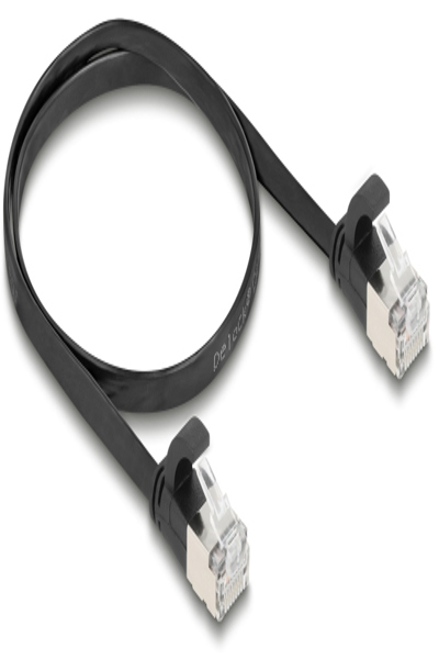 Delock RJ45 Flachband Patchkabel Stecker zu Cat.6a schwarz - Cable - Network - 81162