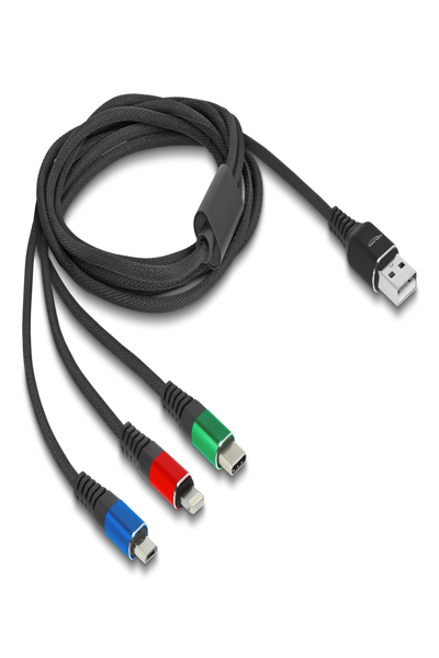 Delock Power cable - USB (power only) (M) to USB-C (power only), 4 pin Micro-USB Type B (power only), Apple Lightning (power only) (M) - 90156