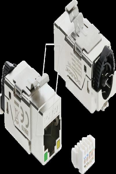 Delock Keystone Module RJ45 Socket Cat.6a STP with PoE LED - 86610