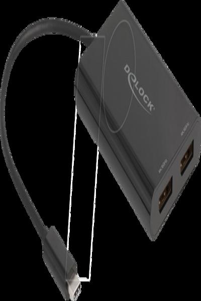 Adaptateur Delock USB Type-C vers 2 x DisplayPort 4K 60 Hz - Adaptateur - Numérique