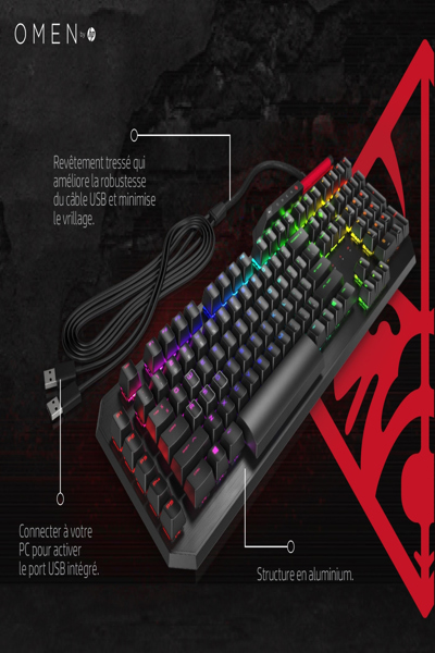HP OMEN by Sequencer Keyboard: Full-size, Wired, Mechanical, Black - 2VN99AA
