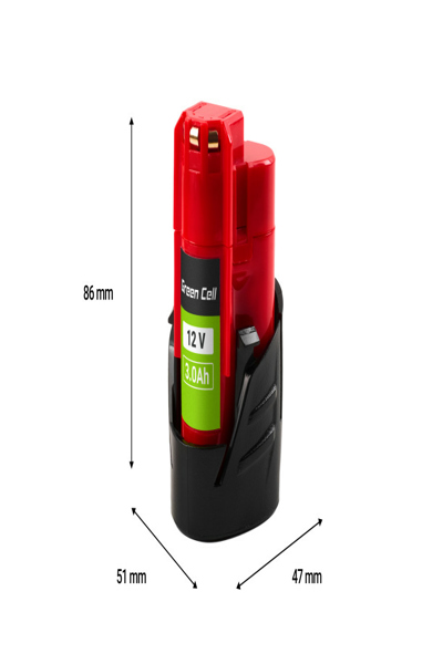 Green Cell Battery for Milwaukee M12 Replacement B3 - PTML12V3