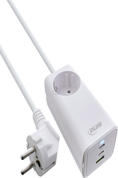 Alimentation USB InLine - Chargeur GaN - 2x USB-C - 1x USB-A - PD 3.0 - prise de sécurité