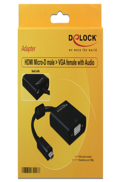 Adaptateur VGA Delock - Micro HDMI 19 broches Type D (M) vers HD-15 (VGA)