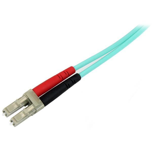 StarTech Aqua OM4 Duplex Multimode Fiber - 2m / 6 ft - 100 Gb - 50/125 - OM4 Fiber - LC to LC Fiber Patch Cable (450FBLCLC2) - Network cable - 2 m - Aquamarine - 450FBLCLC2