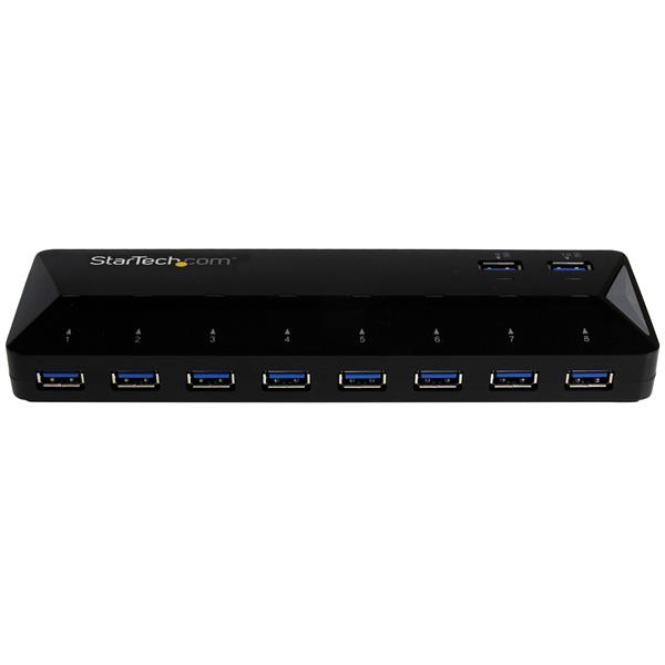 StarTech 10 Port USB 3.0 Hub with charging and sync port - 2 x 1.5A ports - Desktop hub and fast charging station - USB switch for sharing peripherals - 10 ports - ST103008U2C