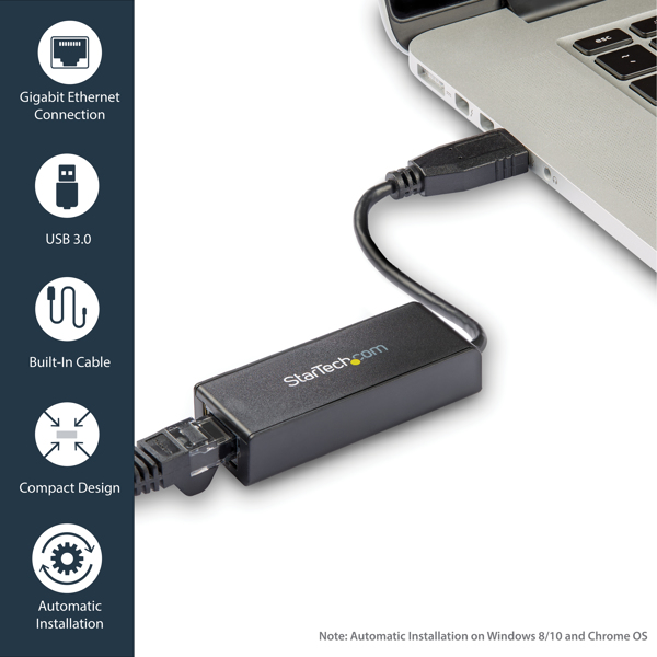 StarTech USB 3.0 to Gigabit Ethernet NIC Network Adapter - Wired - USB - Ethernet - 5000 Mbit/s - USB31000S