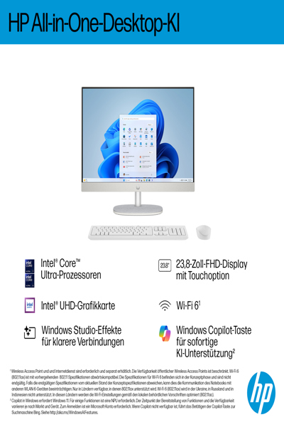 HP All-in-One PC 24-cr2150ng: 23.8" FHD-Display, Intel Core Ultra 5 225U