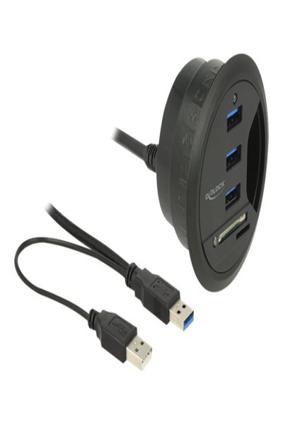 Delock In-Desk Hub 3 Port USB 3.0 + 2 Slot SD Card Reader - 62869