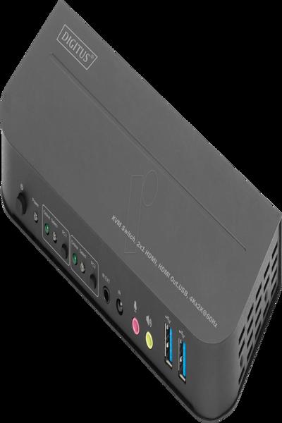 DIGITUS KVM-switch, 2x1 HDMI, HDMI-utgång, USB, 4Kx2K@60Hz - DS-12874