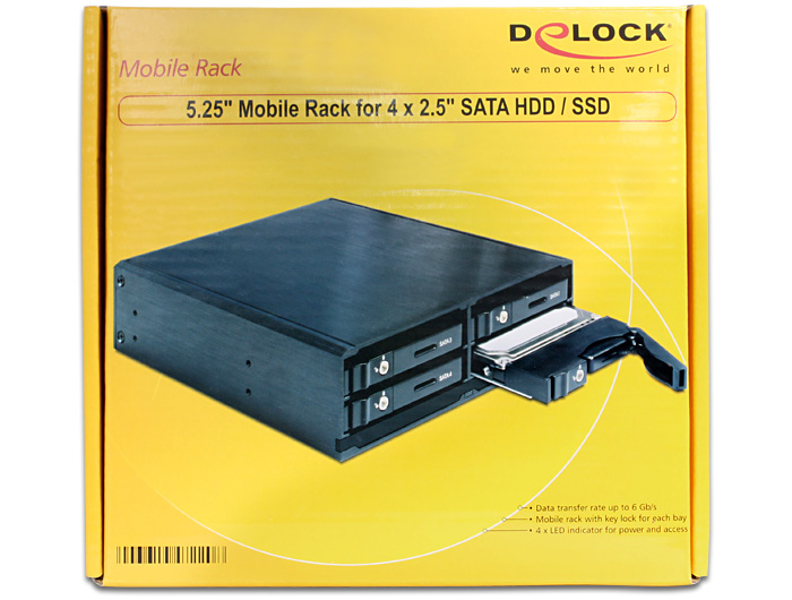 Delock 5.25" Mobile Rack for 4 x 2.5" SATA HDD / SSD - 47220