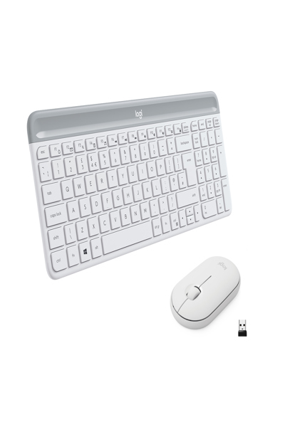 Logitech MK470 Slim Combo - Full-size (100%) - Wireless - RF Wireless - QWERTY - White - Mouse included - 920-009197