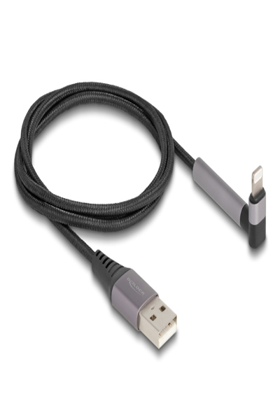 Câble Lightning Delock - USB mâle droit vers Lightning mâle coudé, support